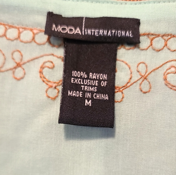MODA International GORGEOUS Aquamarine &gold embroidery tunic szM - Picture 8 of 9